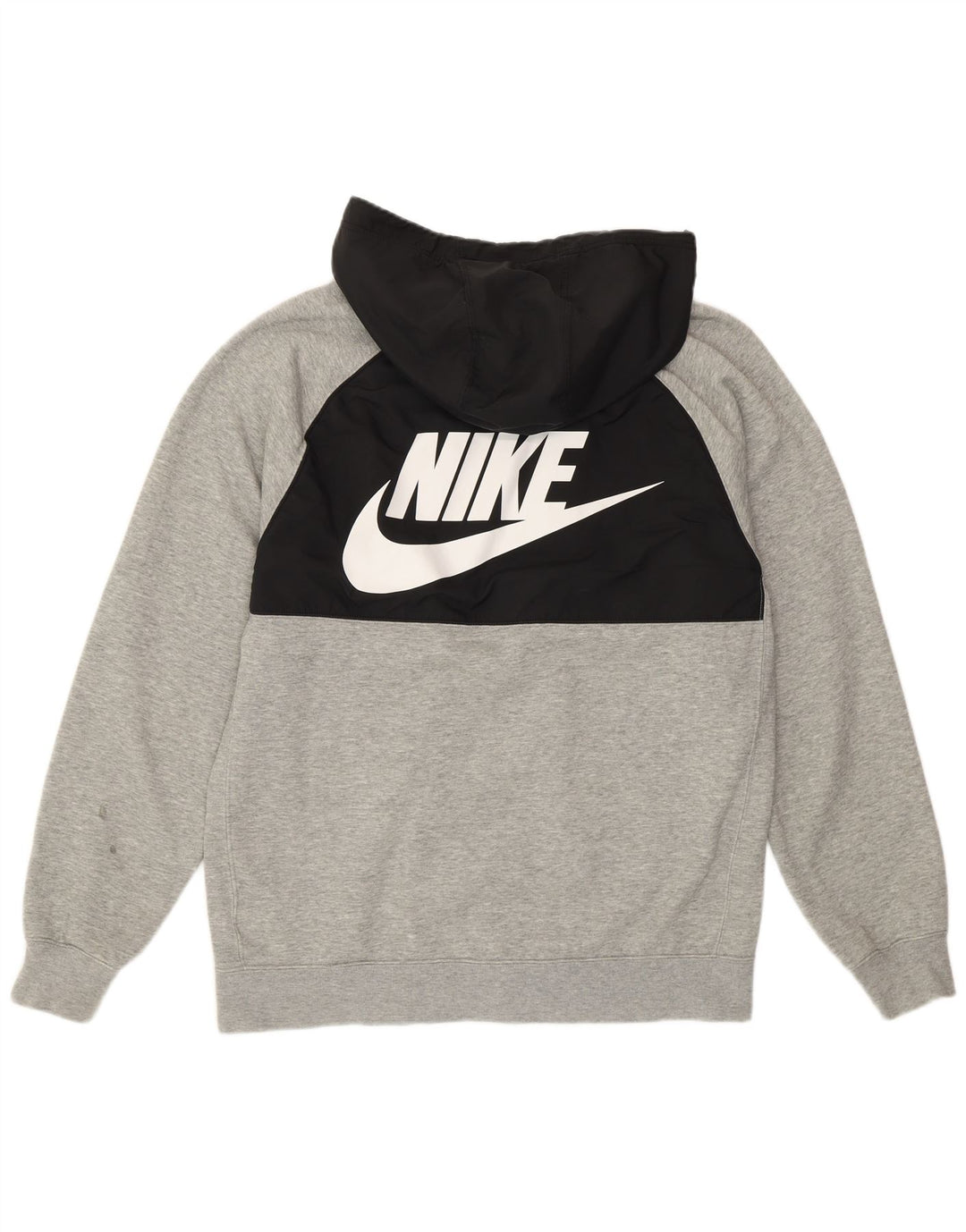 Nike Mens Graphic Zip Hoodie Sweater Medium Grey Colourblock Cotton