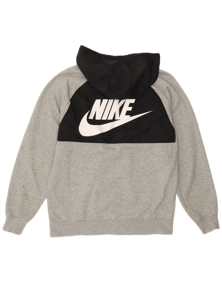 Nike Mens Graphic Zip Hoodie Sweater Medium Grey Colourblock Cotton