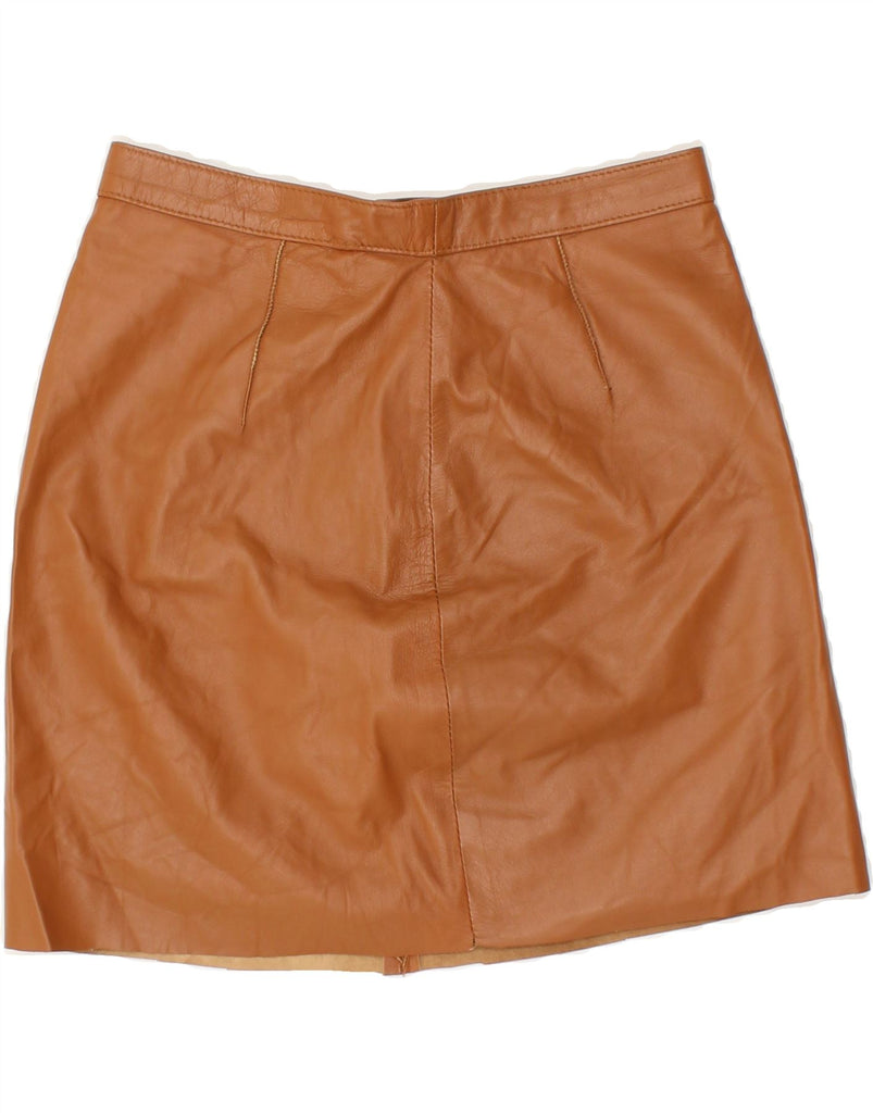 VINTAGE Womens Leather Skirt W28 Medium Brown Vintage Vintage and Second-Hand Vintage from Messina Hembry 