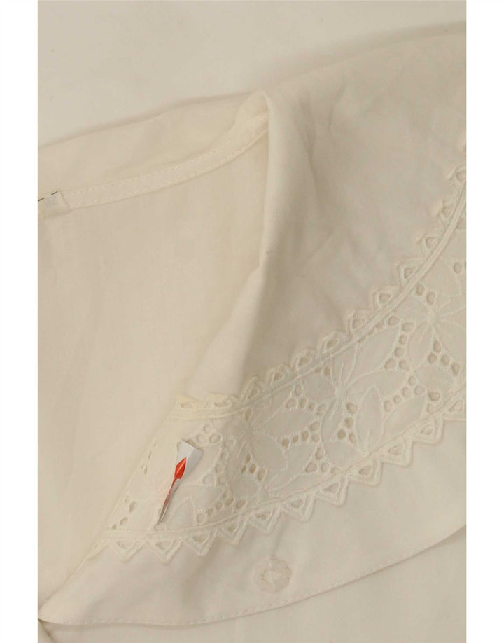 Vintage Womens Shirt Blouse EU 36 Small White Floral Polyester