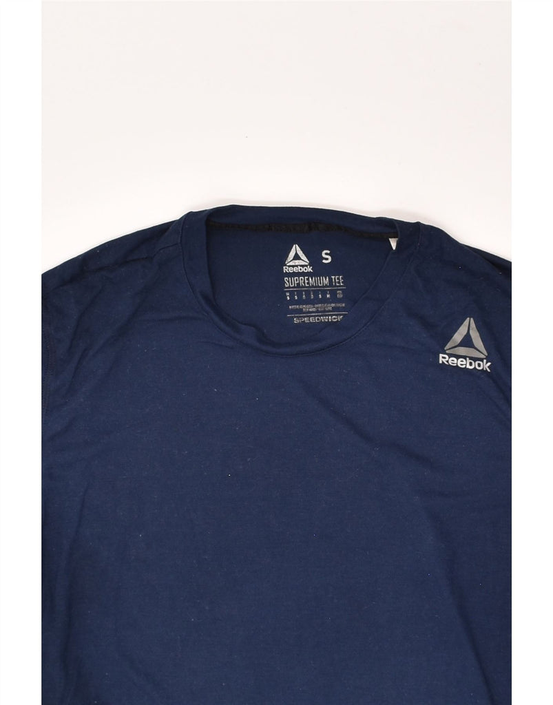 REEBOK Mens T-Shirt Top Small Navy Blue Polyester | Vintage Reebok | Thrift | Second-Hand Reebok | Used Clothing | Messina Hembry 