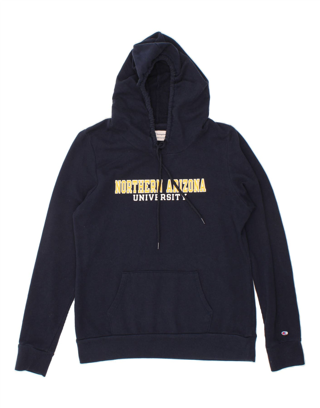 CHAMPION Womens Graphic Hoodie Jumper UK 12 Medium Navy Blue Vintage Champion and Second-Hand Champion from Messina Hembry 