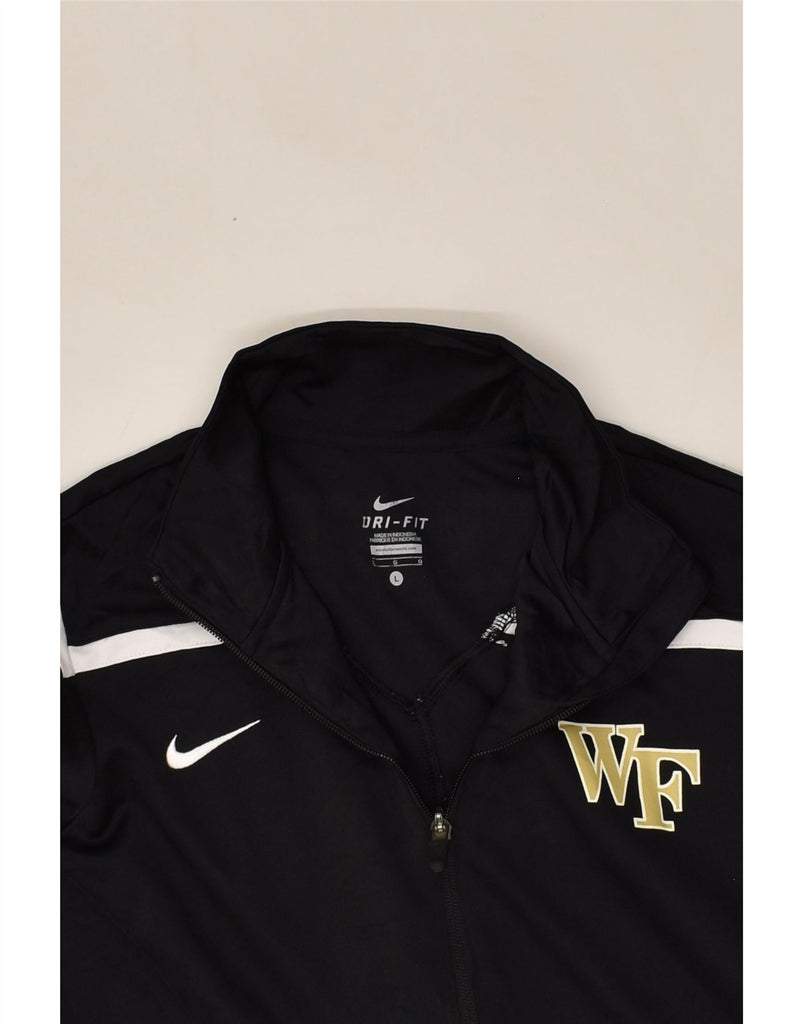 NIKE Womens Wake Forest Graphic Tracksuit Top Jacket UK 16 Large Black | Vintage Nike | Thrift | Second-Hand Nike | Used Clothing | Messina Hembry 