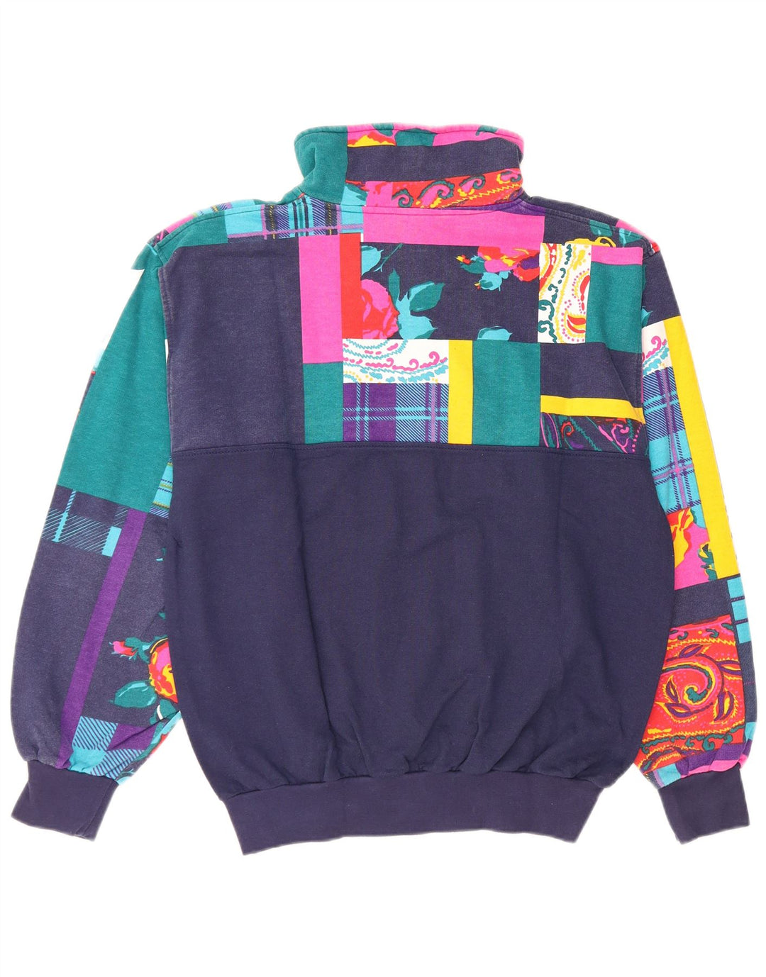 TRIGEMA Womens Full Tracksuit UK 14 Medium  Navy Blue Patchwork Cotton