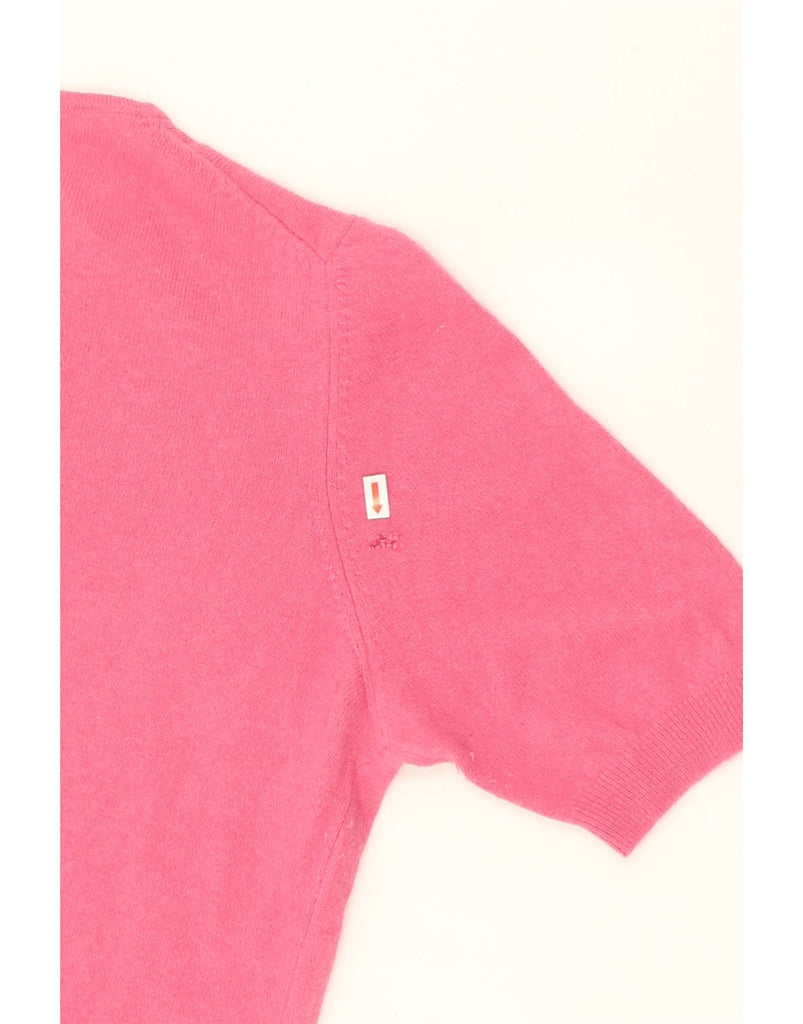 BENETTON Womens Short Sleeve Crew Neck Jumper Sweater UK 18 XL Pink Wool | Vintage Benetton | Thrift | Second-Hand Benetton | Used Clothing | Messina Hembry 