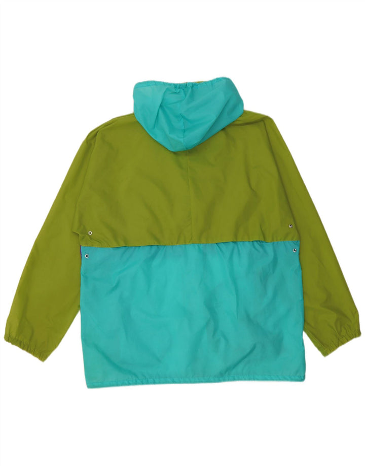 J Jeantex Mens Hooded Rain Jacket UK 38 Medium Green Colourblock Polyamide