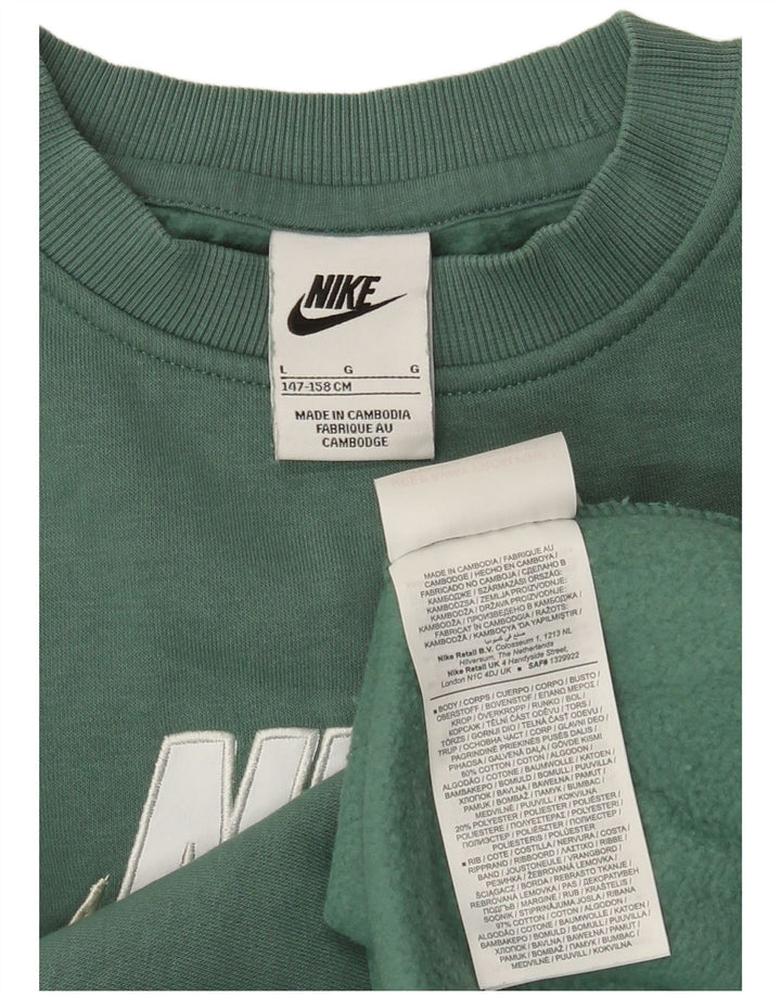 Nike Boys Graphic Sweatshirt Jumper 12-13 Years Large Green Cotton