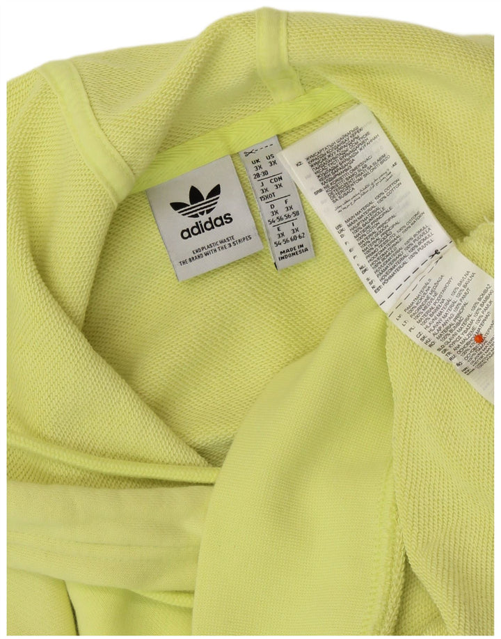 ADIDAS Womens Oversized Short Sleeve Hoodie Jumper UK 28/30 3XL Yellow