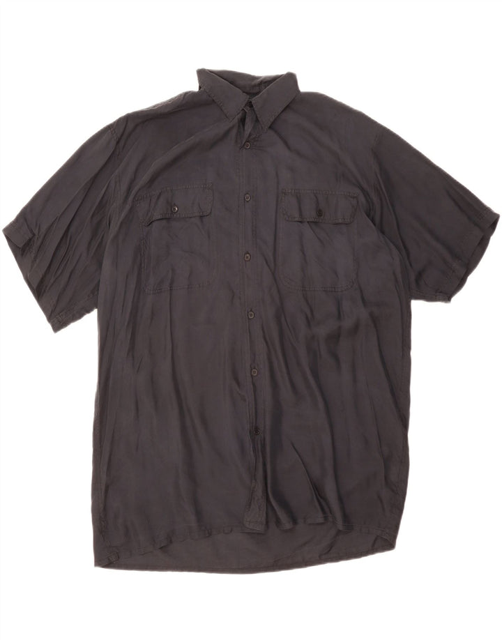 Tornado Mens Short Sleeve Shirt Large Black Silk