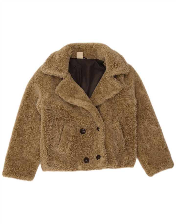 Weird Fish Womens Teddy Bear Sherpa Jacket UK 12 Medium Beige Polyester