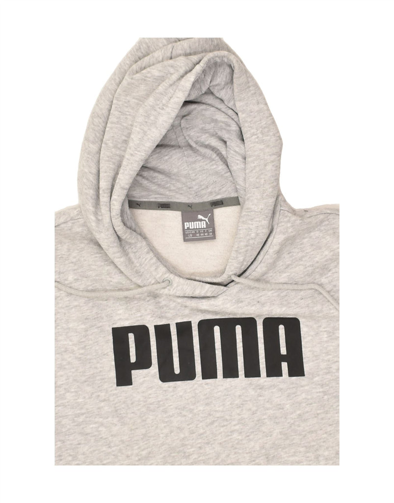 PUMA Womens Graphic Hoodie Jumper UK 14 Large  Grey Cotton | Vintage Puma | Thrift | Second-Hand Puma | Used Clothing | Messina Hembry 