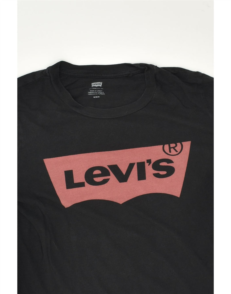 LEVI'S Womens Graphic T-Shirt Top UK 12 Medium Black Cotton | Vintage Levi's | Thrift | Second-Hand Levi's | Used Clothing | Messina Hembry 