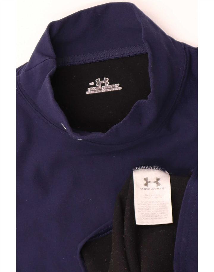 Under Armour Womens Top Long Sleeve UK 14 Large Navy Blue Nylon