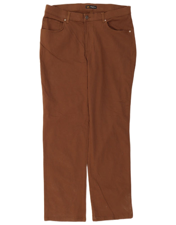 LEE Womens Mid Rise Relaxed Fit Straight Casual Trousers W36 L32 Brown