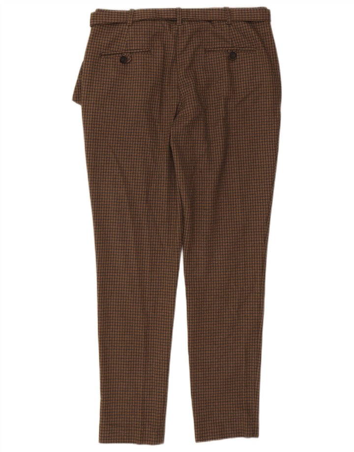 Zara Womens Slim Chino Trousers Medium W28 L28 Brown Check Polyester