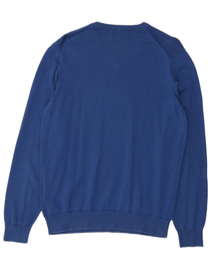Kappa Mens V-Neck Jumper Sweater Large Blue Cotton