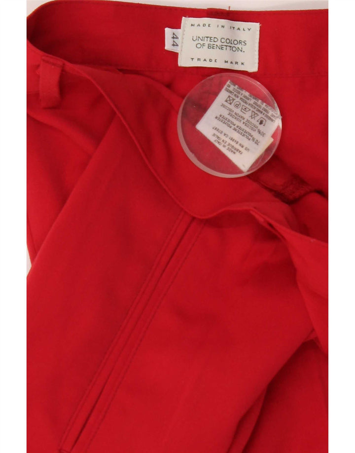 Benetton Womens Pegged Suit Trousers IT 44 Medium W26 L28 Red Polyester