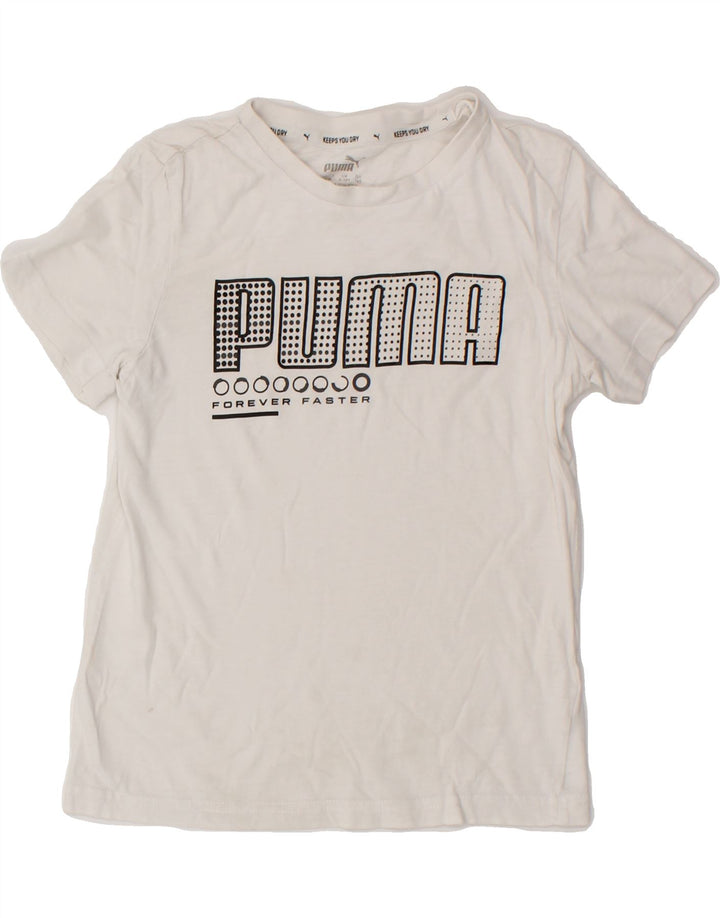 PUMA Boys Graphic T-Shirt Top 9-10 Years White Cotton Vintage Puma and Second-Hand Puma from Messina Hembry 