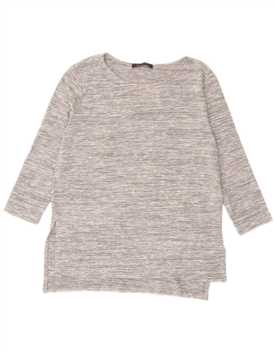Marks & Spencer Womens Loose Fit Top 3/4 Sleeve UK 8 Small Grey Flecked