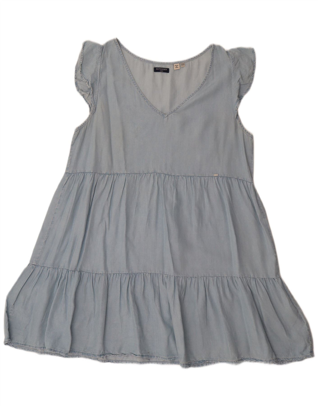 SUPERDRY Womens A-Line Dress UK 14 Medium Blue Lyocell