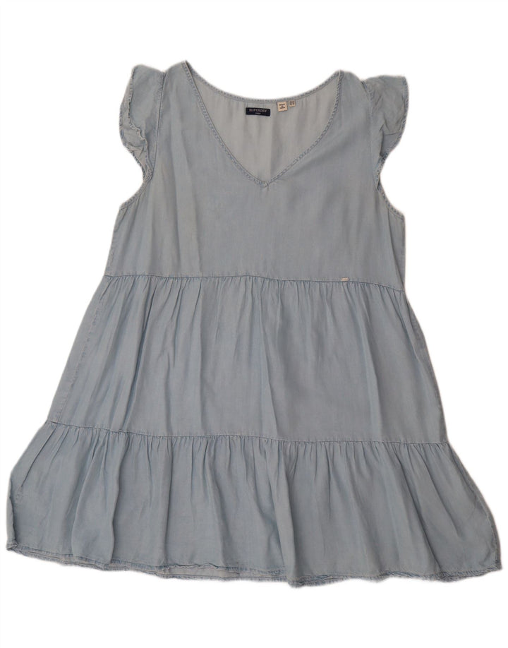 SUPERDRY Womens A-Line Dress UK 14 Medium Blue Lyocell