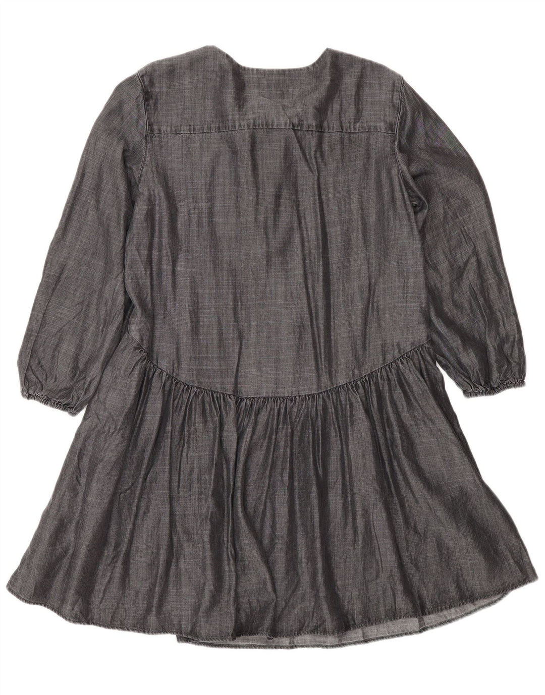 Superdry Womens Long Sleeve A-Line Dress UK 12 Medium  Grey Lyocell