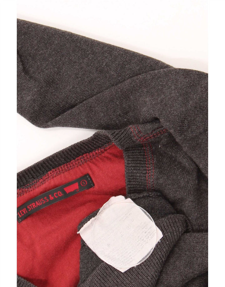 Levi's Mens V-Neck Jumper Sweater Small Grey Cotton