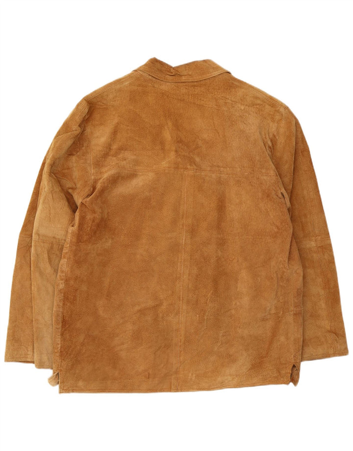 Vintage Mens 3 Button Suede Blazer Jacket UK 38 Medium Beige Leather