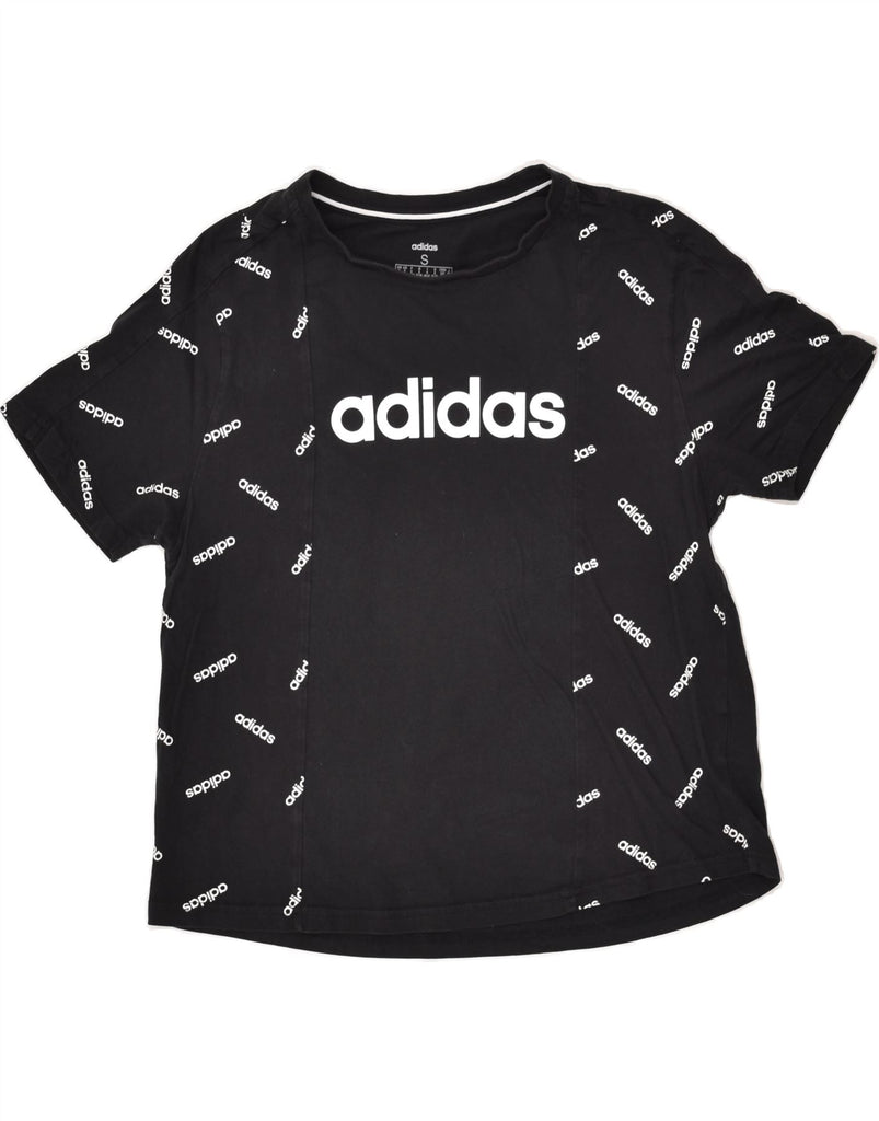 ADIDAS Womens Graphic T-Shirt Top UK 8/10 Small Black Cotton | Vintage Adidas | Thrift | Second-Hand Adidas | Used Clothing | Messina Hembry 