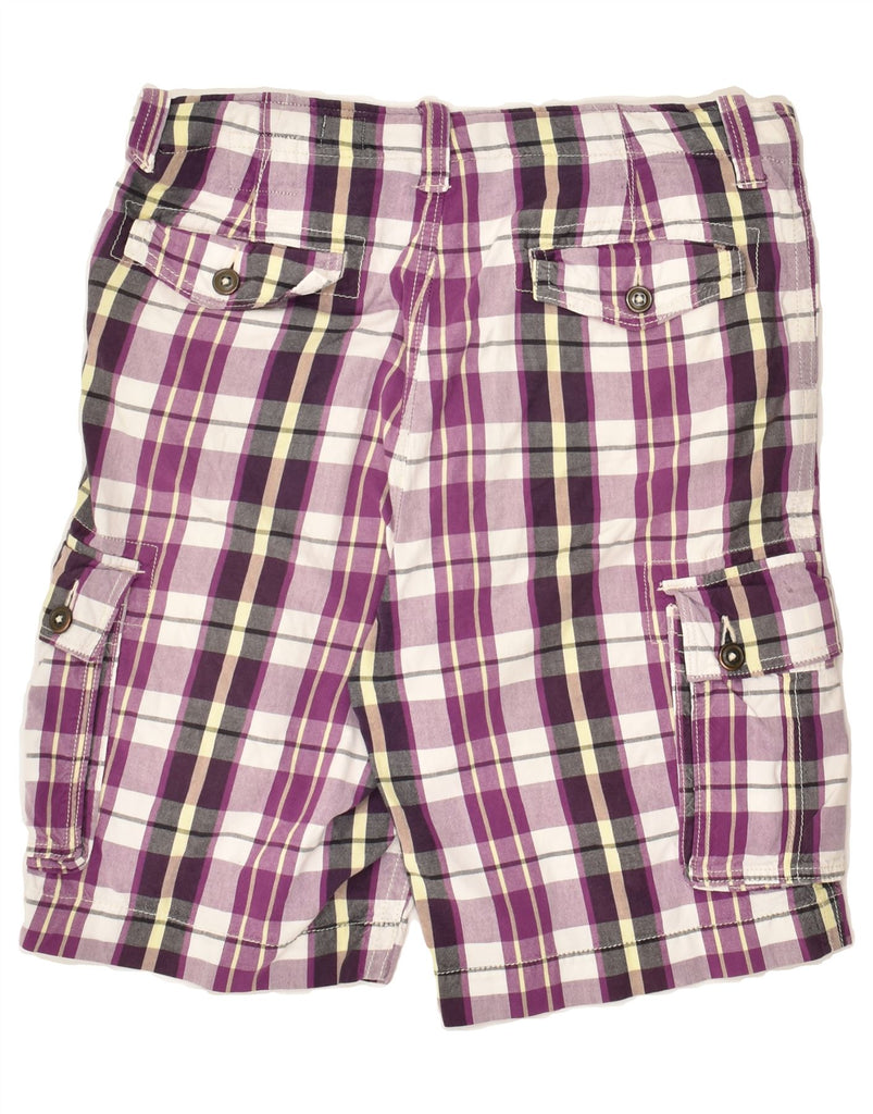 JACK & JONES Mens Cargo Shorts W34 Large Purple Check Cotton | Vintage Jack & Jones | Thrift | Second-Hand Jack & Jones | Used Clothing | Messina Hembry 