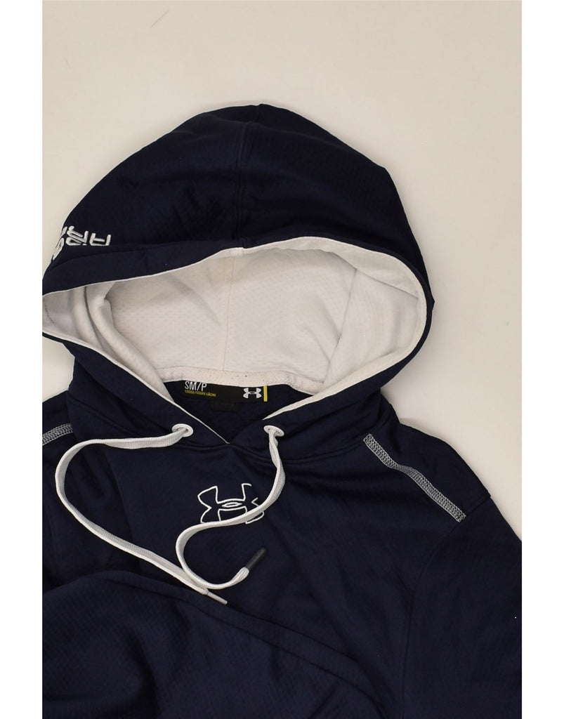 UNDER ARMOUR Mens Hoodie Jumper Small Navy Blue Polyester | Vintage Under Armour | Thrift | Second-Hand Under Armour | Used Clothing | Messina Hembry 