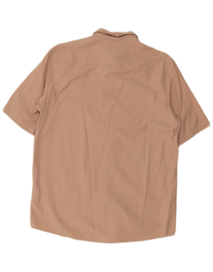 Cos Mens Short Sleeve Shirt Medium Beige Lyocell