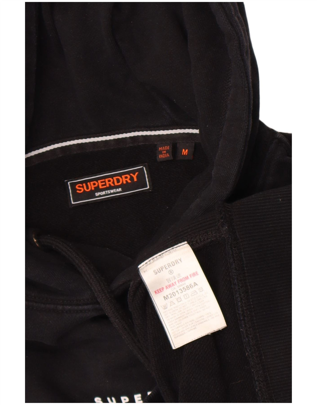 Superdry Mens Hoodie Jumper Medium Black Cotton