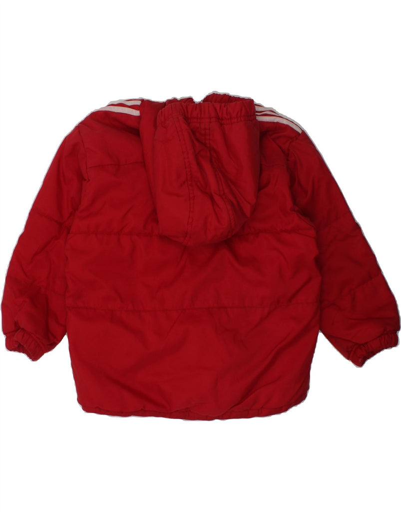 ADIDAS Boys Hooded Padded Jacket 2-3 Years Red Nylon | Vintage Adidas | Thrift | Second-Hand Adidas | Used Clothing | Messina Hembry 