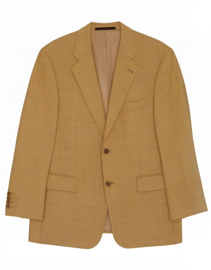 Pierre Cardin Mens 2 Button Blazer Jacket UK 42 XL Yellow Check New Wool