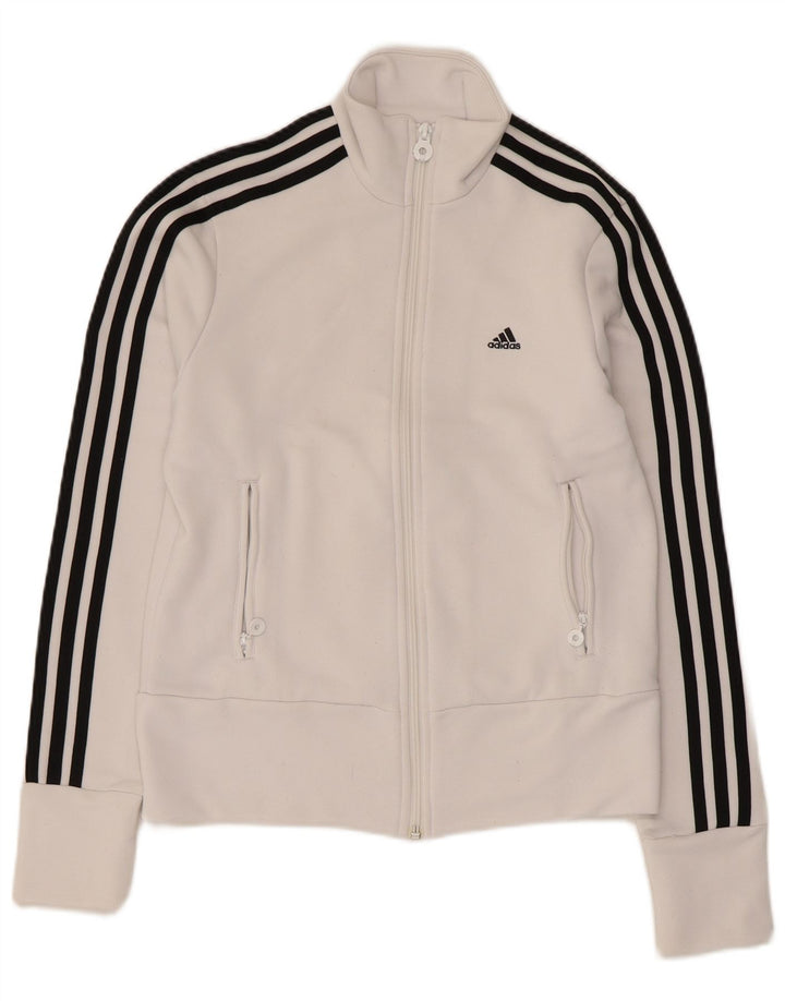 Adidas Womens Tracksuit Top Jacket UK 12 Medium White Polyester
