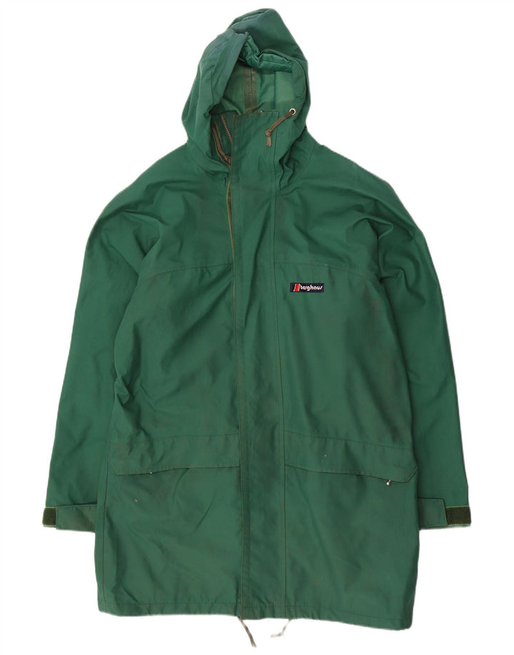Berghaus Mens Hooded Raincoat UK 38 Medium Green Nylon