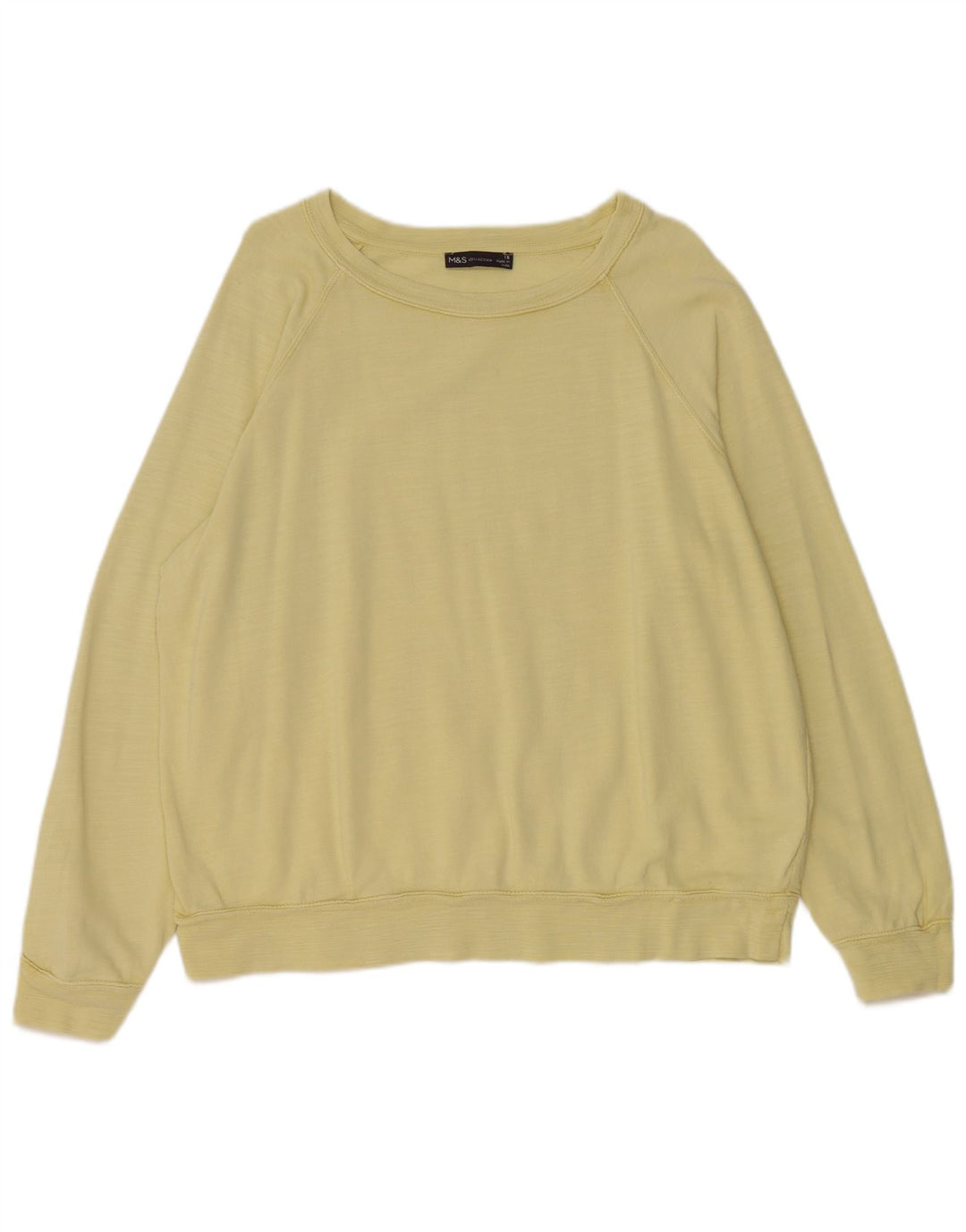 Marks & Spencer Womens Sweatshirt Jumper UK 18 XL Yellow Cotton