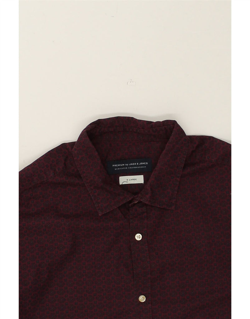 JACK & JONES Mens Premium Slim Abstract Pattern Shirt XL Burgundy Cotton | Vintage Jack & Jones | Thrift | Second-Hand Jack & Jones | Used Clothing | Messina Hembry 