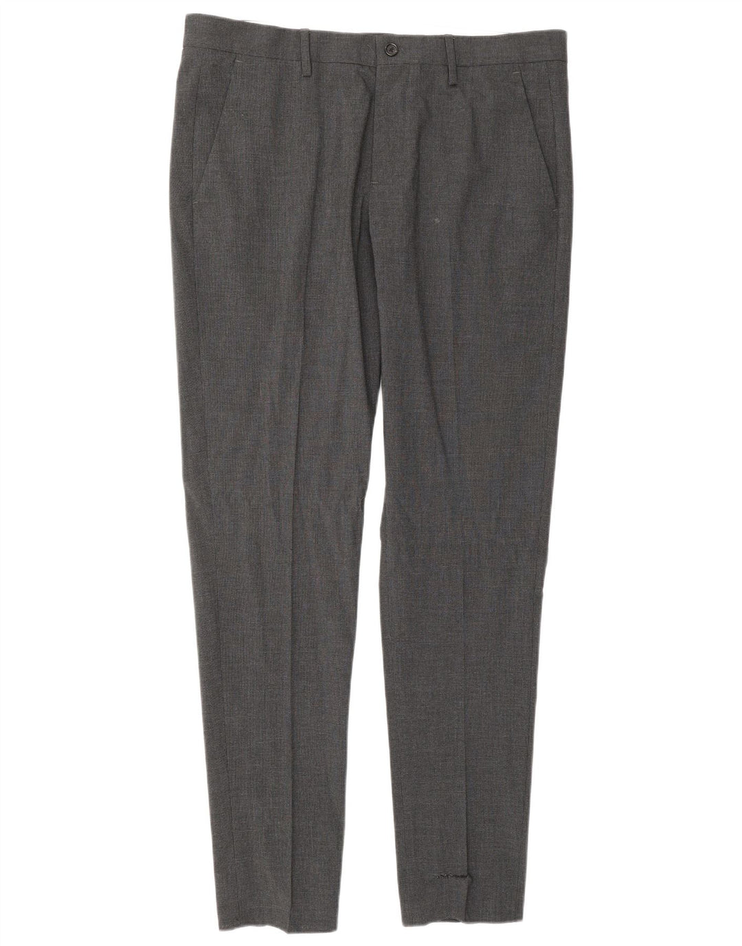 Zara Mens Slim Chino Trousers EU 42 Large W32 L32 Grey Check Wool