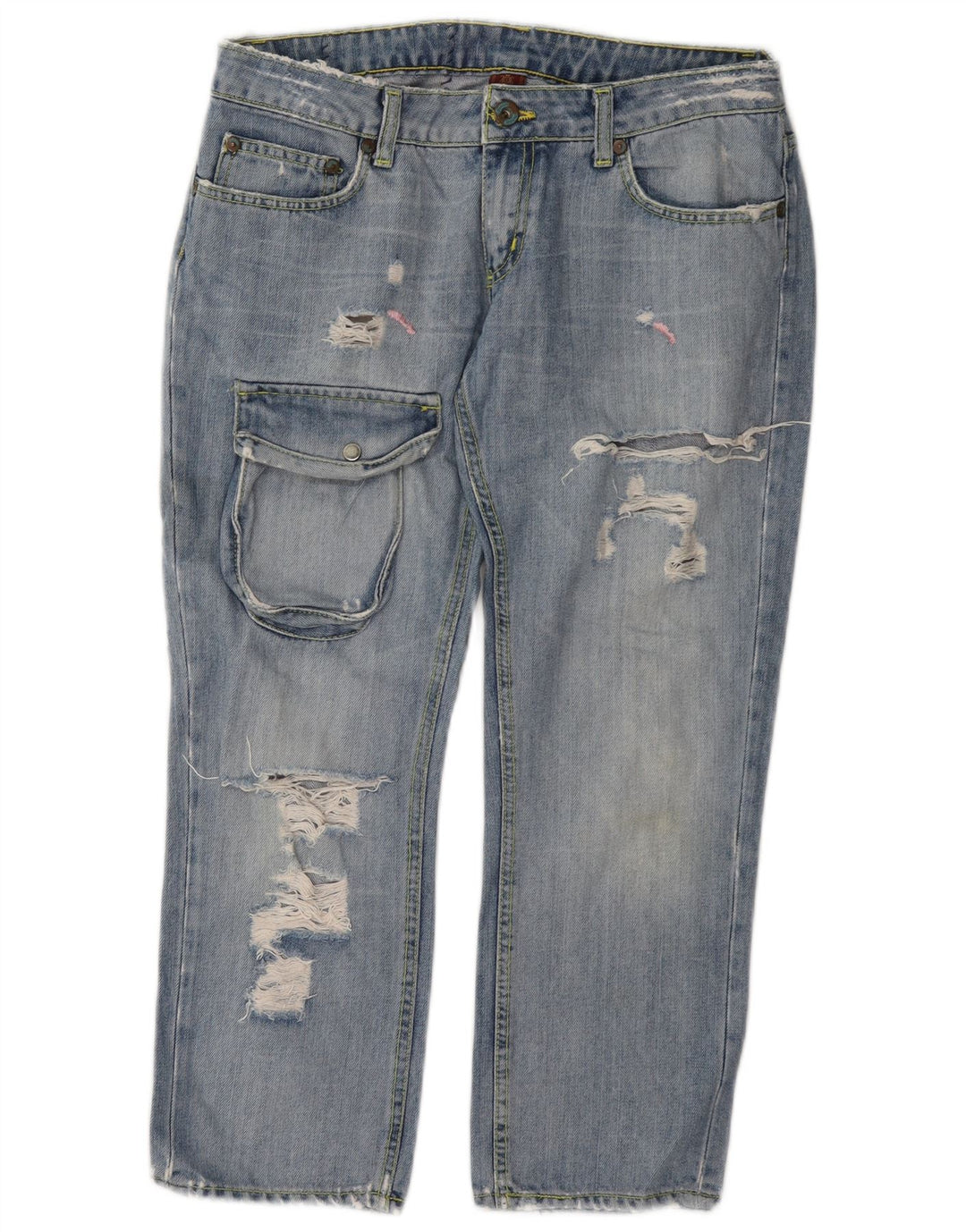 Dondup Womens Cargo Distressed Cropped Jeans W28 L24 Blue