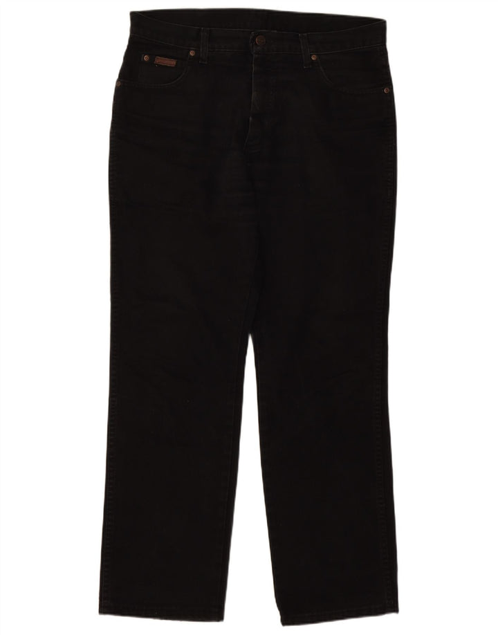 Wrangler Mens Texas Straight Jeans W34 L30 Black Cotton