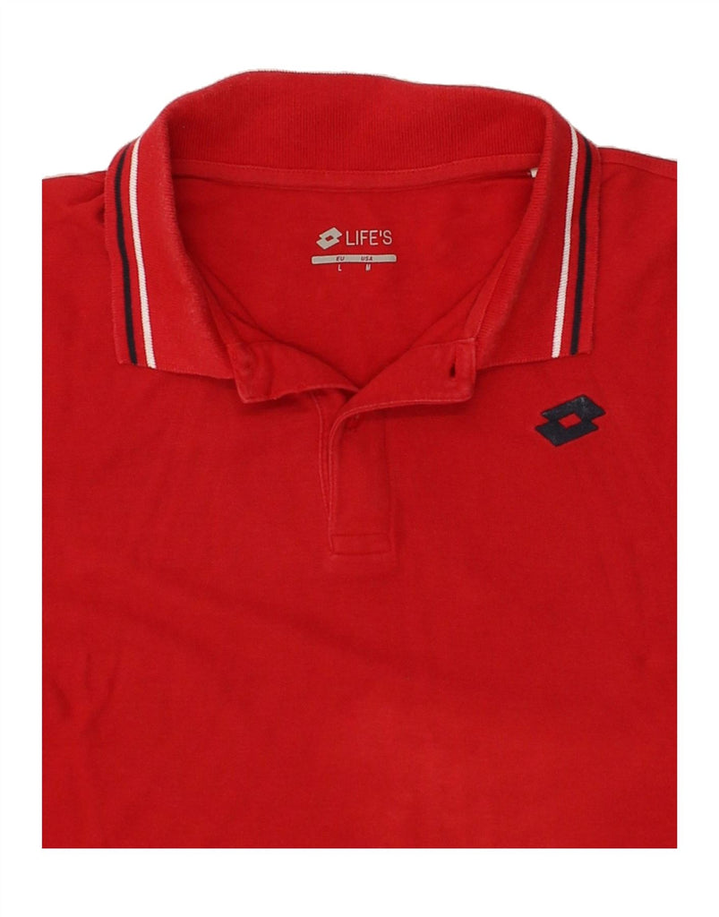 LOTTO Mens Polo Shirt Medium Red Cotton | Vintage Lotto | Thrift | Second-Hand Lotto | Used Clothing | Messina Hembry 