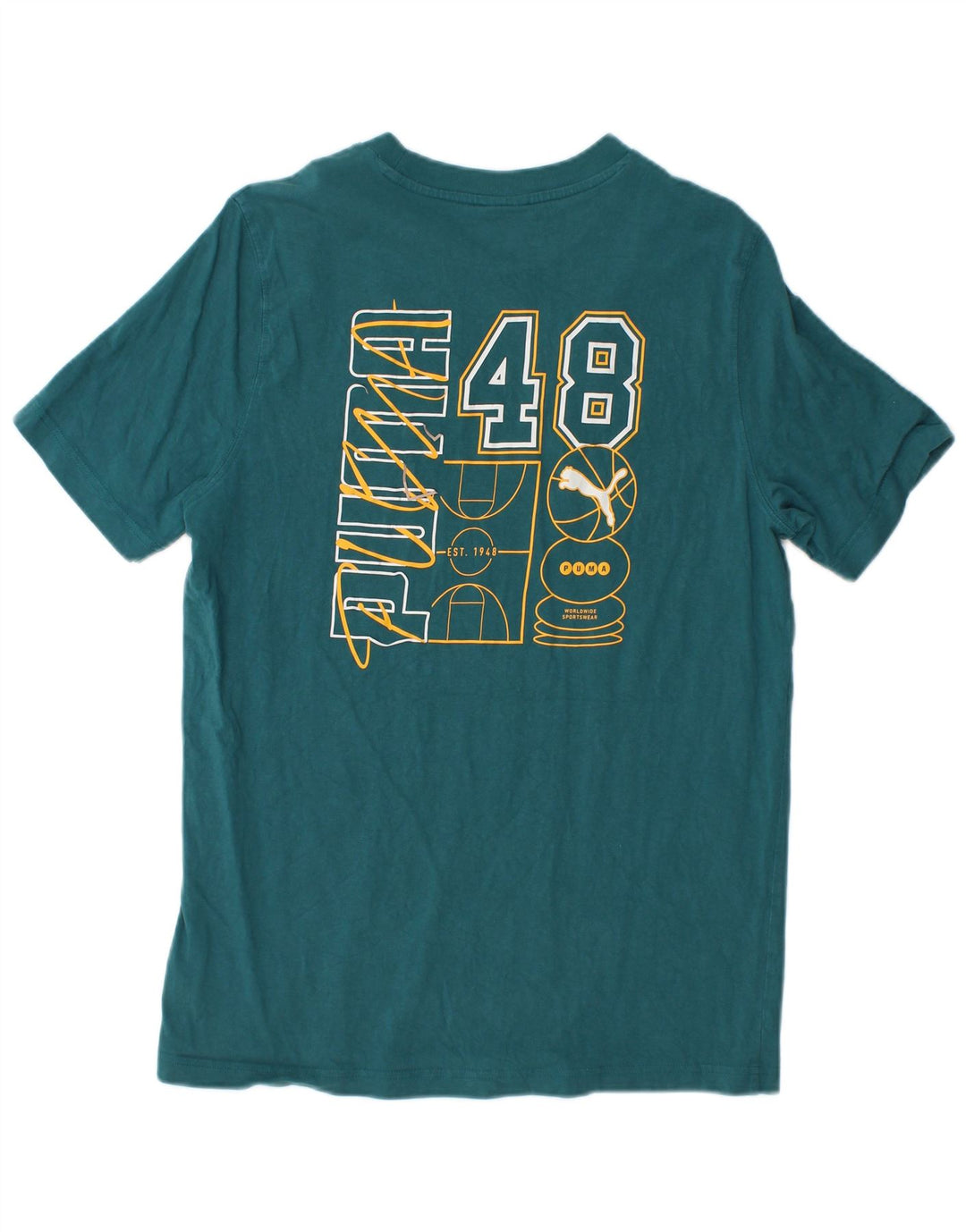 PUMA Mens Graphic T-Shirt Top Medium Green Cotton
