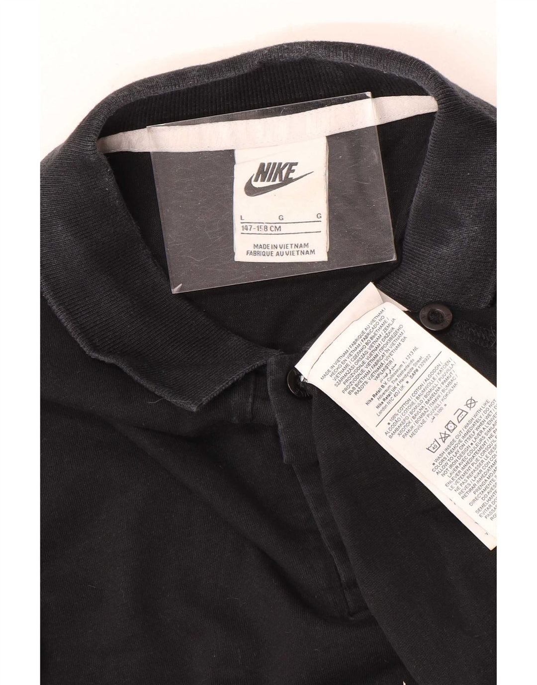 Nike Boys Polo Shirt 12-13 Years Large Black Cotton
