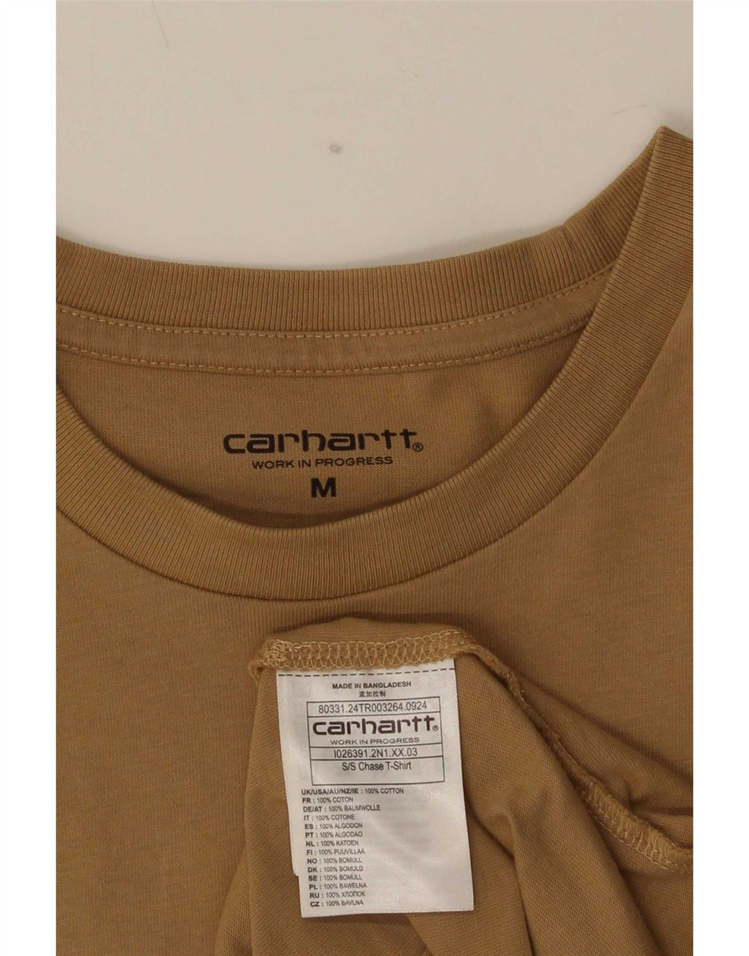 Carhartt Mens T-Shirt Top Medium Brown Cotton