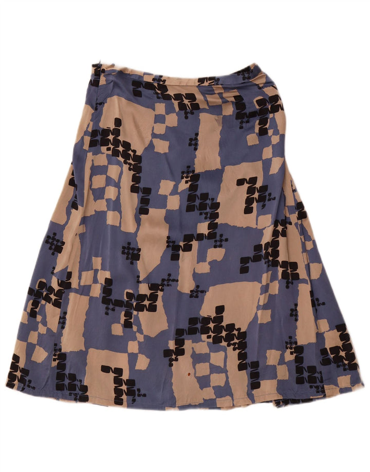 LES COPAINS Womens 2 Piece Skirt Set IT 42 Medium W28 Blue Geometric Silk