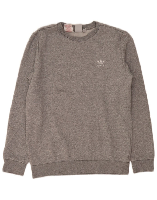 Adidas Boys Sweatshirt Jumper 13-14 Years Grey Flecked Cotton