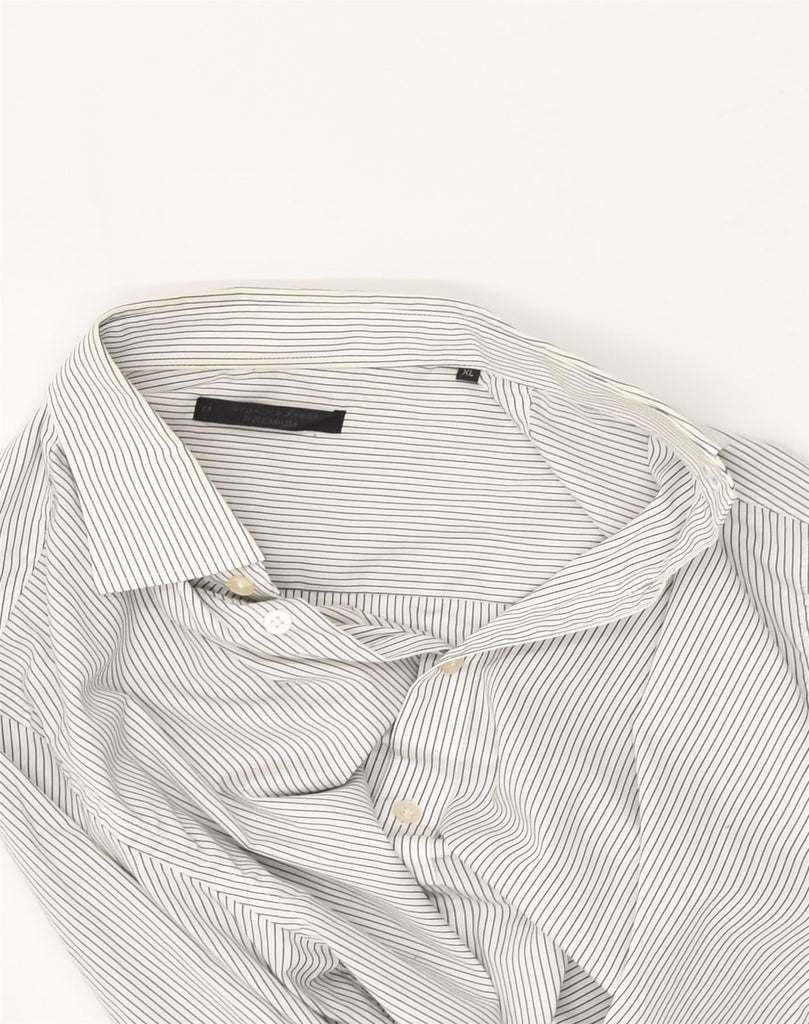 JACK & JONES Mens Premium Slim Shirt XL White Pinstripe Cotton | Vintage Jack & Jones | Thrift | Second-Hand Jack & Jones | Used Clothing | Messina Hembry 