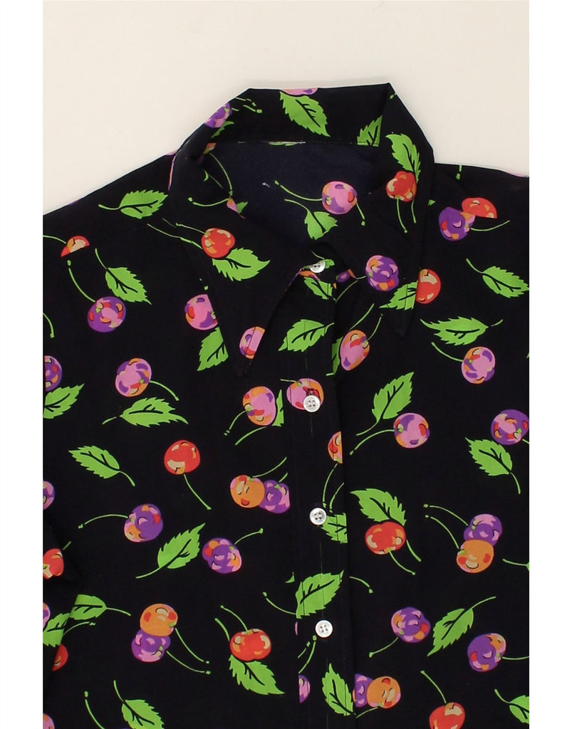 VINTAGE Womens Shirt UK 14 Large Black Floral | Vintage Vintage | Thrift | Second-Hand Vintage | Used Clothing | Messina Hembry 